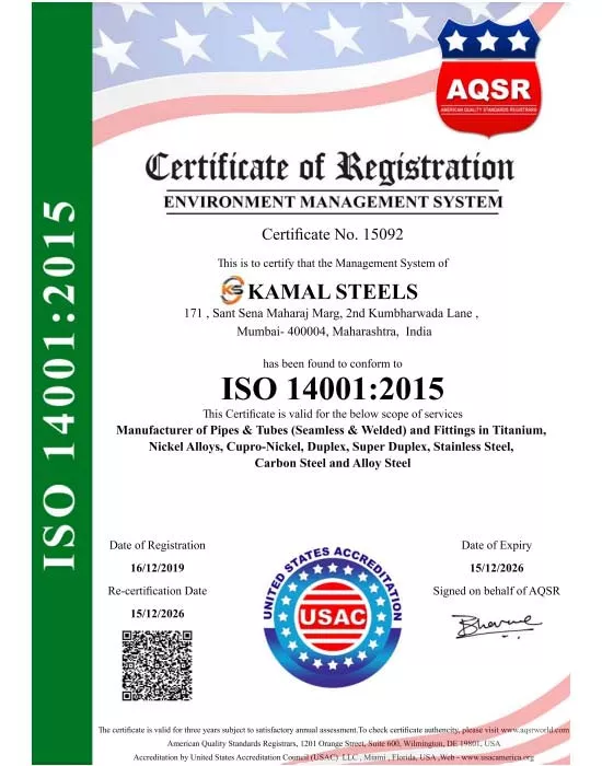 ISO 14001 Certificate